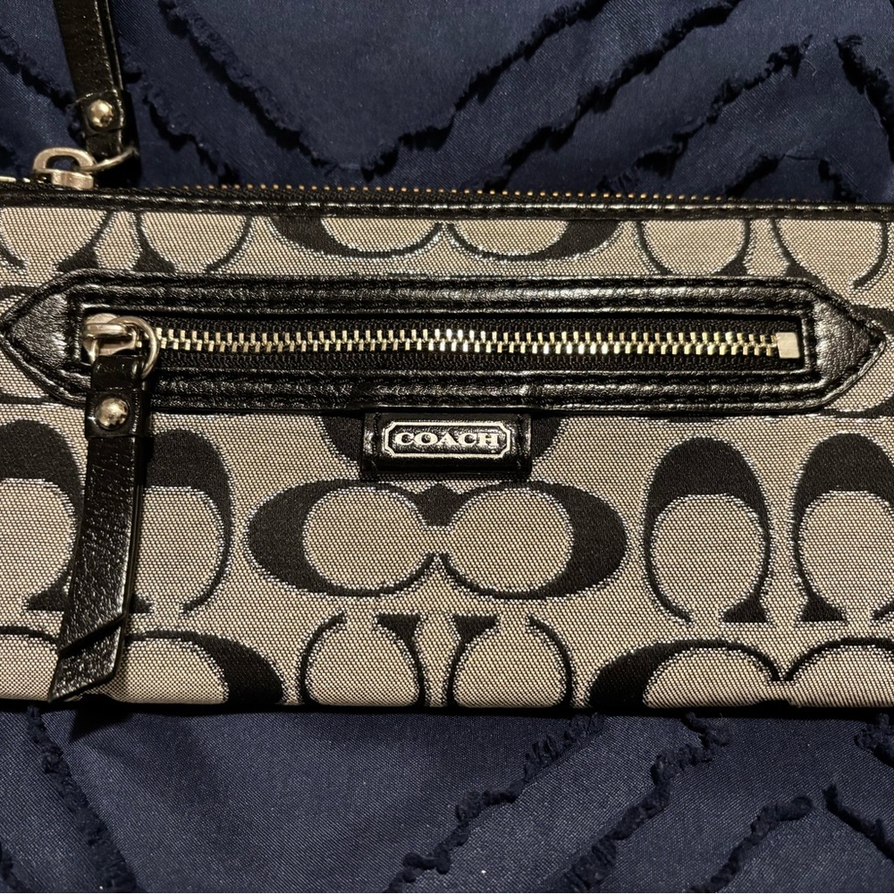 Coach Black and Gray Monogram Wallet